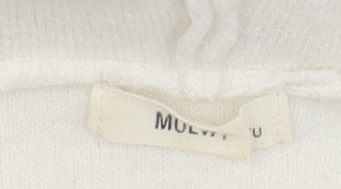 MULVYHU Women White Hooded Rock Studded Pullover Jumper M
