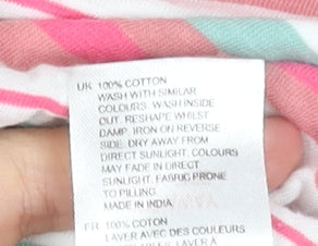 White Stuff Womens Multicoloured Striped Cotton 3/4 Sleeve T-Shirt Size 14