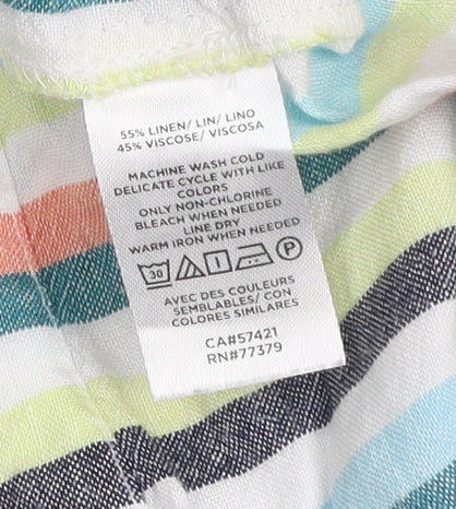 Ann Taylor Factory Women's Multicoloured Striped Linen Sleeveless Blouse XL