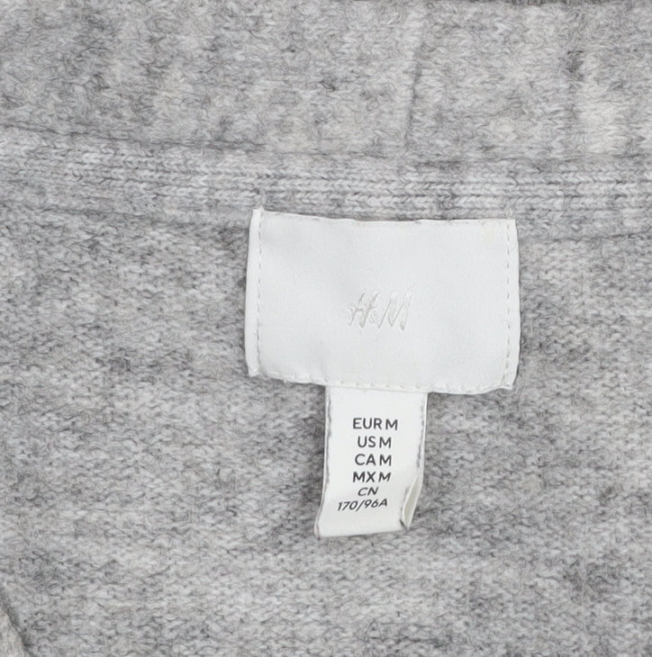 H&M Women's Grey Wool Blend V-Neck Jumper Size 12