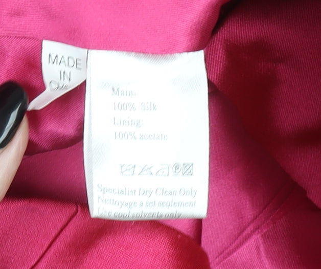 Veni Infantino Women’s Pink Silk Cropped Blazer Size 14 Classic Tailored