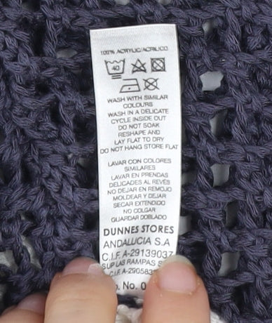 Dunnes Women Blue White Striped Open-Knit Acrylic Jumper L