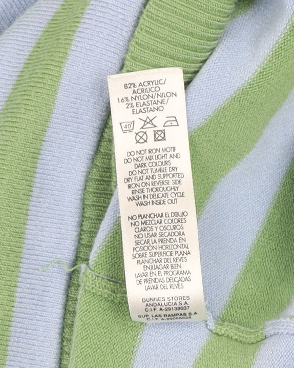 Dunnes Men's Green Blue Striped Pullover Sweatshirt Size L