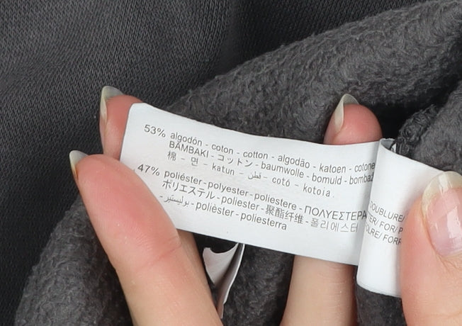 Zara Women Grey Cotton Blend Pullover Hoodie Medium