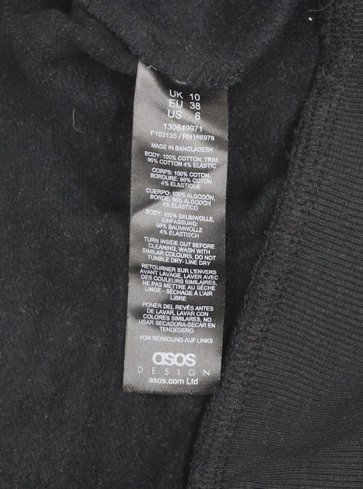 ASOS Design Women's Black 1/2 Zip Cotton Sweatshirt UK 10