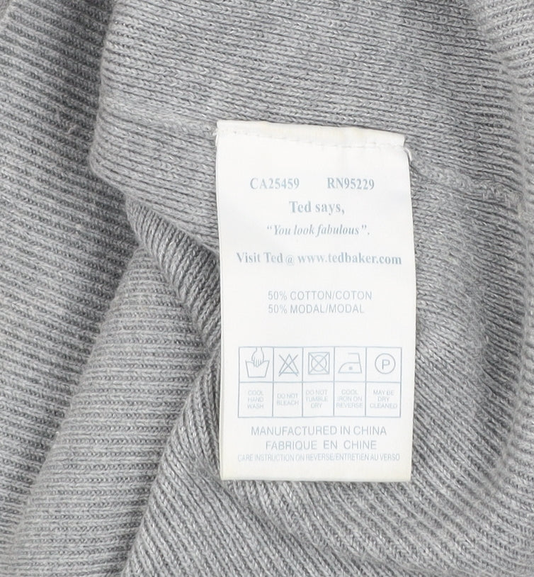 Ted Baker Womens Grey Striped Puff Sleeve Knit Top Size XS