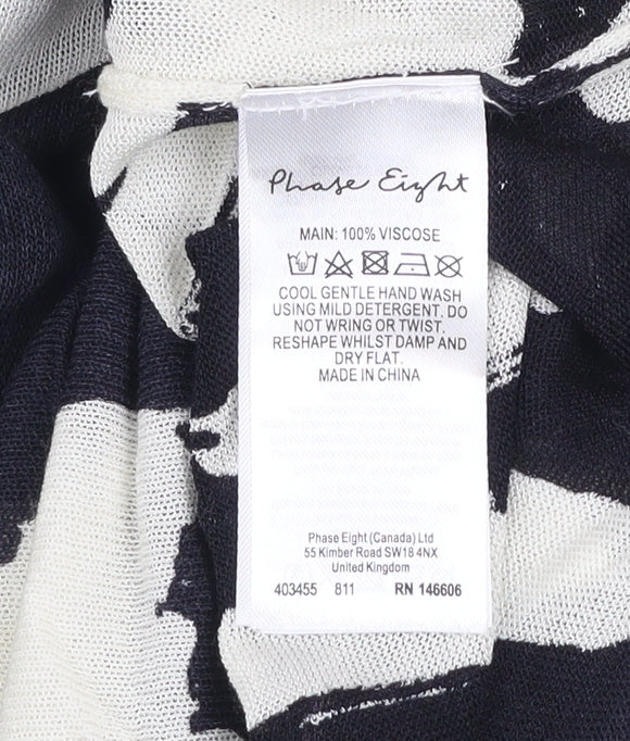 Phase Eight Women’s Black & Cream Abstract Knit Jumper Size 12