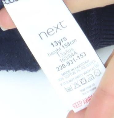 Next Girls Blue Colourblock Full Zip Hoodie 13 Years
