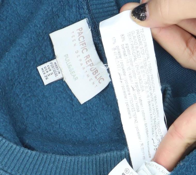 Pull&Bear Pacific Republic Blue Cotton Blend Women's Sweatshirt Size S