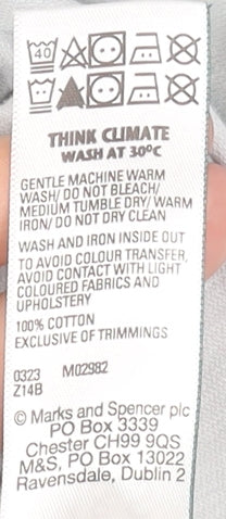 Marks & Spencer Boys Grey Cotton Long Sleeve Button-Up Shirt 14-15 Years