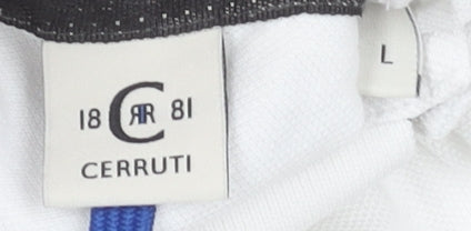 Cerruti 1881 Men's White Polo Shirt Size L Classic Fit Short Sleeve
