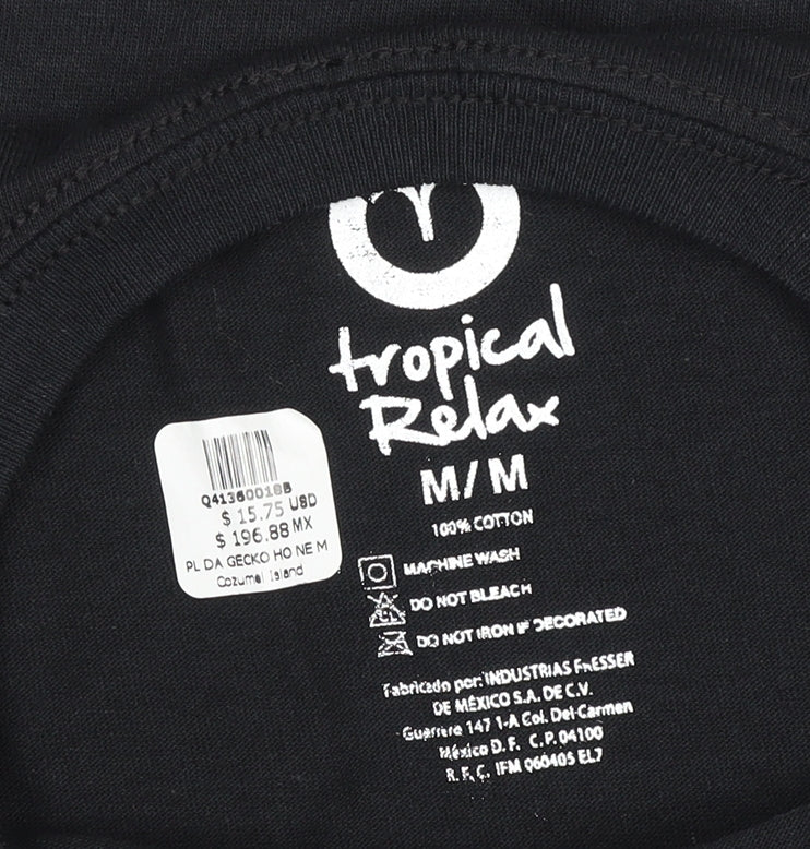 Tropical Relax Womens Black Cotton Cozumel T-Shirt M Short Sleeve