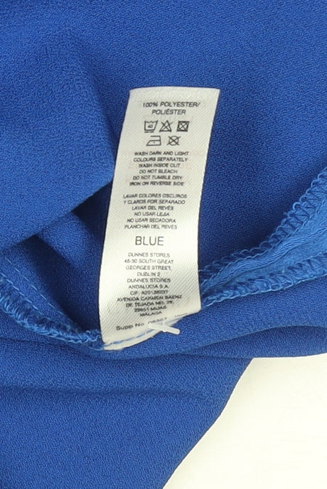 Gallery Women Blue UK 14 Collared Long Sleeve Polyester Blouse