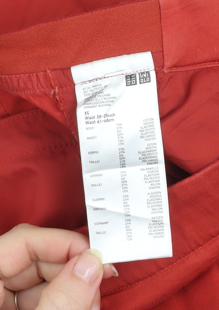 Uniqlo Women’s Red XS Chino Trousers Cotton Blend Slim Fit