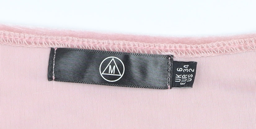 Motel Rocks Women’s Pink Velvet Wrap Long Sleeve Blouse Size 6
