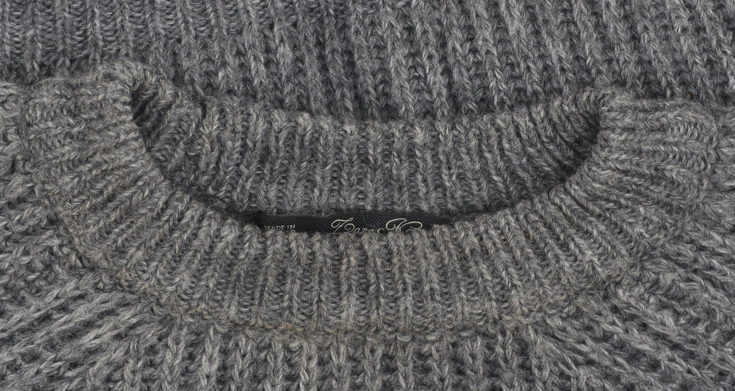 Zara Women Grey Chunky Knit Mohair Wool Blend Pullover Jumper Size S