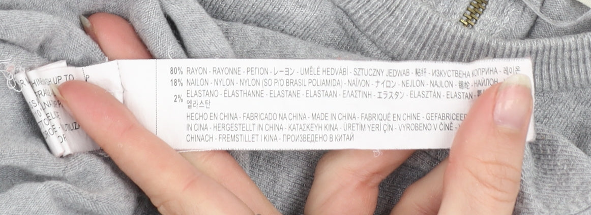 Zara Women Grey Knit Long Sleeve Crew Neck Pullover Jumper Size S