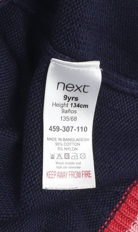Next Girls Blue Star Knit Pullover Hoodie 9 Years Cotton Blend