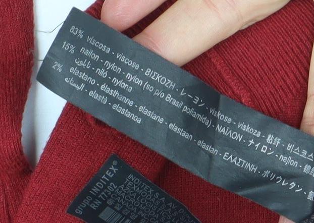 Zara Women Red Knit Crew Neck Long Sleeve Button Trim Top Size 8