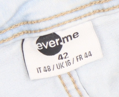Everme Women’s Light Blue Skinny Jeans UK 16 Mid Rise Stretch Denim