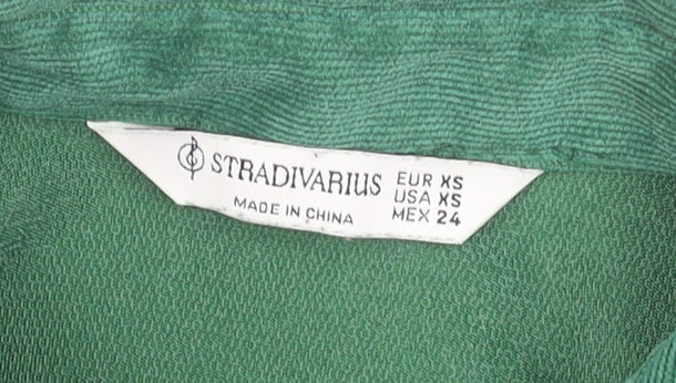Stradivarius Womens Green Corduroy Button-Up Shirt XS