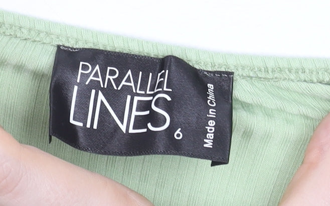 Parallel Lines Women Green Size 6 Bodycon Short Puff Sleeve Dress