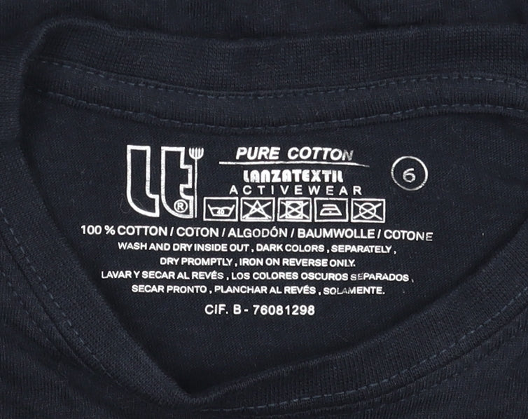 Lanzatextil Boys Black Lanzarote Graphic Short Sleeve Cotton T-Shirt Size 6