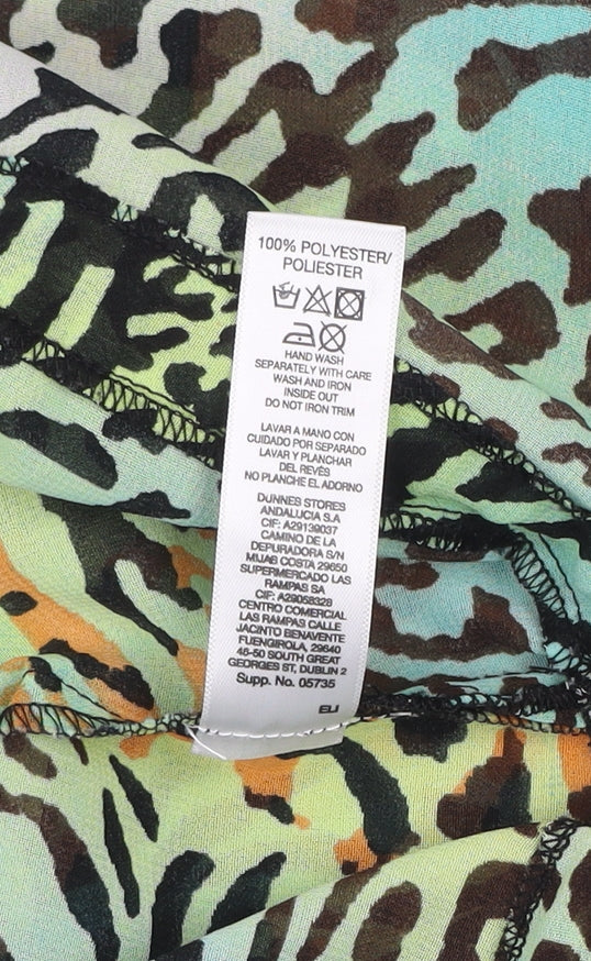 St. Bernard for Dunnes Stores Women's Multicoloured Animal Print Beaded V-Neck Tunic Blouse Size S