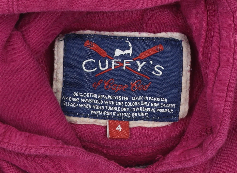 Cuffy’s Cape Cod Girls Pink Pullover Hoodie Size 4 Cotton Blend