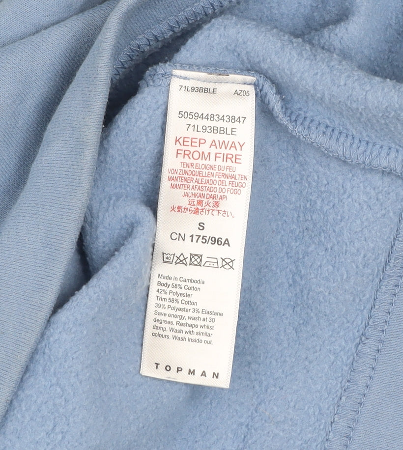 Topman Men’s Blue 1/2 Zip Fleece Sweatshirt Size S Regular Fit