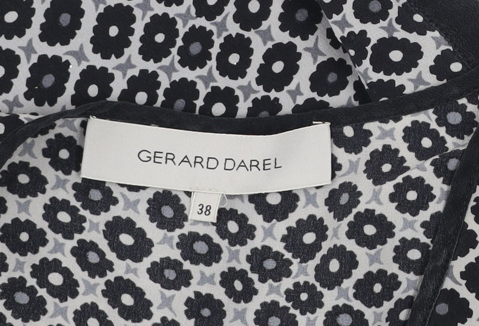 Gerard Darel Women's Black Floral Viscose Sleeveless Shift Dress Size 10