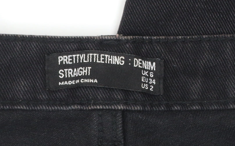PRETTYLITTLETHING Women Black Size 6 Straight Denim Jeans