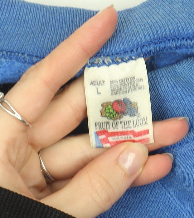 Fruit of the Loom Women Blue Kentucky Embroidered Pullover Sweatshirt L