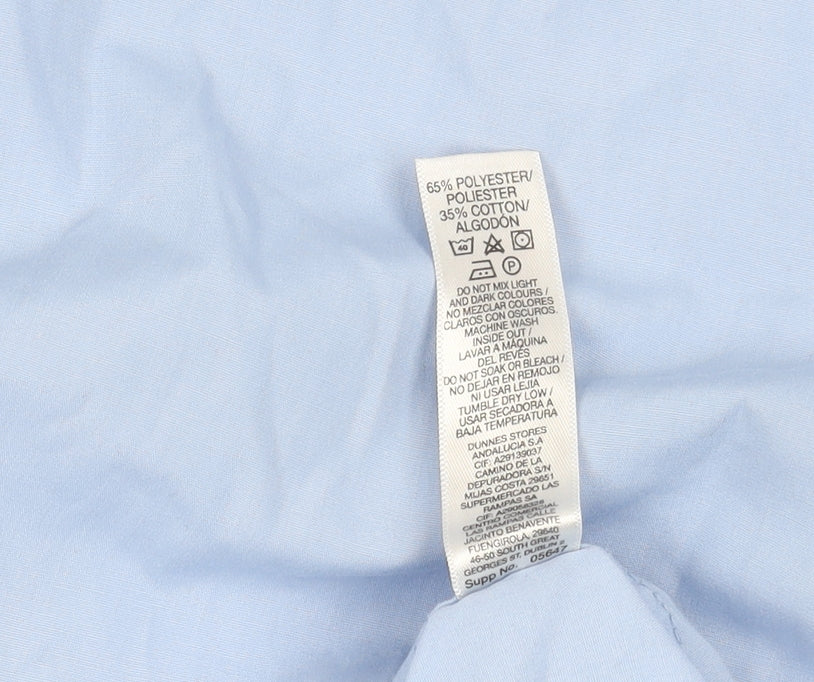Dunnes Men's Blue Slim Fit Long Sleeve Button-Up Shirt Size 16.5