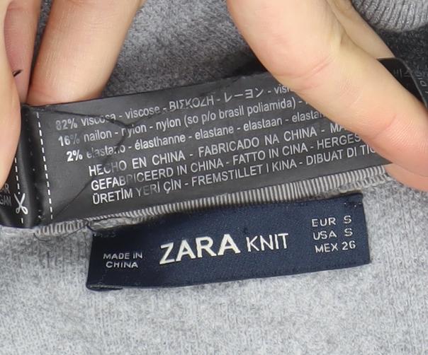 Zara Women Grey Knit Button Cardigan Small Long Sleeve Lightweight
