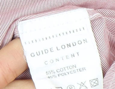 Guide London Men's Pink Slim Fit Long Sleeve Formal Cotton Blend Shirt M