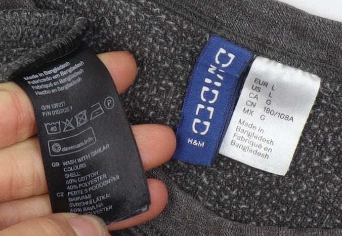 H&M Men’s Grey Cotton Blend Crew Neck Pullover Sweatshirt Size L