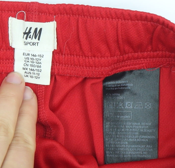 H&M Boys Red Athletic Sports Shorts 11-12 Years Quick Dry Performance