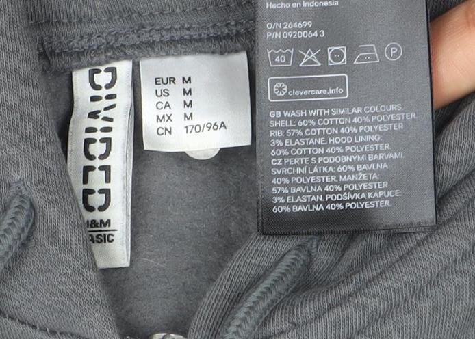 DIVIDED Mens Grey Full Zip Hoodie Size M Regular Fit Fleece