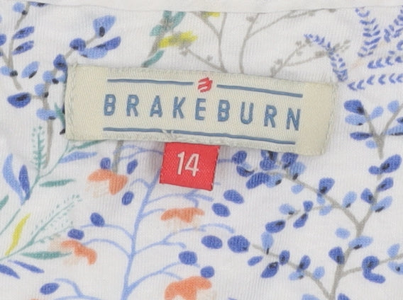 Brakeburn Womens Multicoloured Floral Lace Trim T-Shirt Size 14