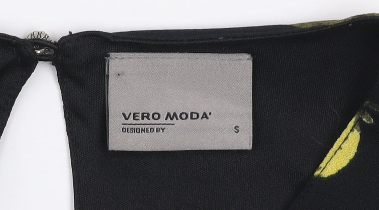 Vero Moda Women's Black Floral Short Sleeve Blouse Size S