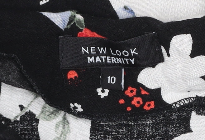 New Look Maternity Black Floral Shift Dress Size 10 Short Sleeve