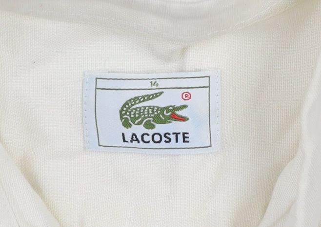 Lacoste Men’s Ivory Long Sleeve Button-Up Cotton Shirt Size 14