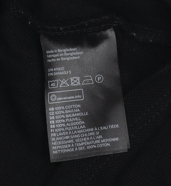 H&M Divided Women’s Black Cropped Polo Shirt Size 12 Cotton