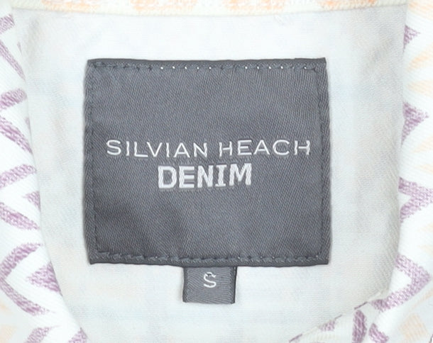 Silvian Heach Denim Womens Beige Sleeveless Collared Tunic Blouse S