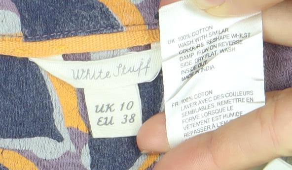 White Stuff Womens Multicoloured Cotton 3/4 Sleeve Tunic Blouse Size 10