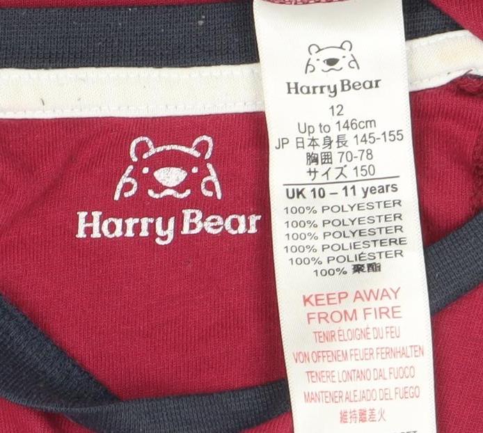 Harry Bear Boys Red Chillin' Graphic Short Sleeve T-Shirt 10-11 Years