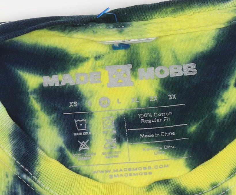 Made Mobb Men's Multicoloured Tie-Dye Kansas City Cotton Regular Fit T-Shirt Size M
