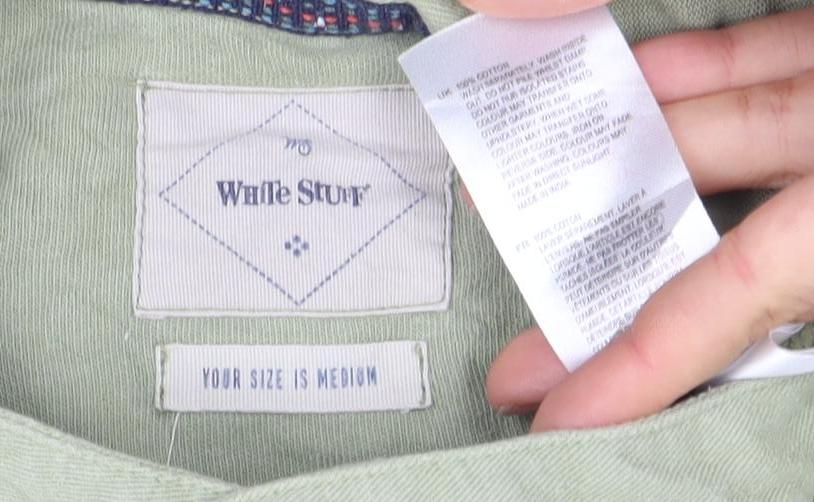 White Stuff Men's Green Cotton Short Sleeve Polo Shirt Size M