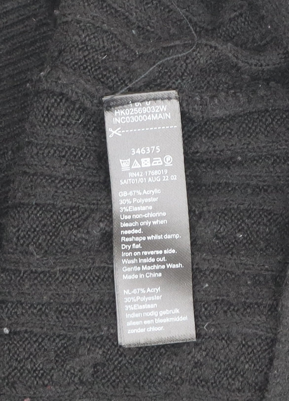 Monsoon Women’s Black V-Neck Cable-Knit Pullover Jumper Size L